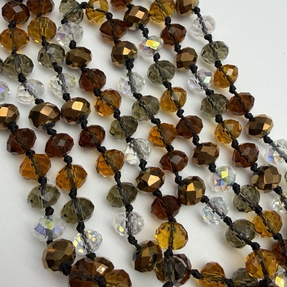 Joan Rivers Jewelry - Joan Rivers Beaded Crystal Flapper Necklace 60" Long Adjustable Fall Colors AB